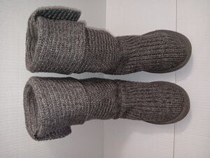 WOMEN'S UGG CARDY SWEATER BOOTS GRAY SIZE 8
